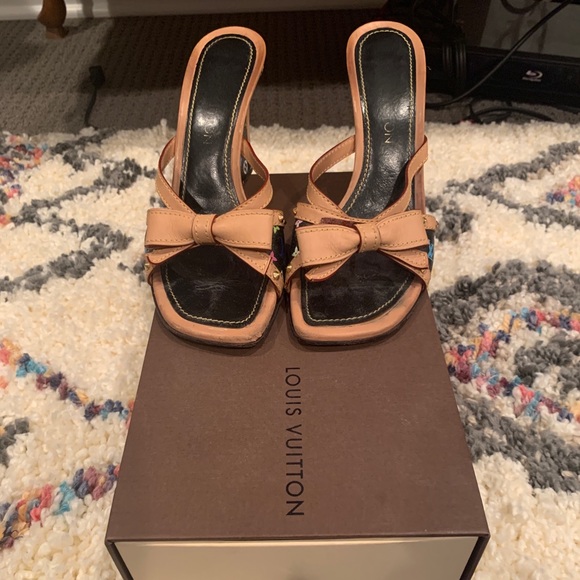 Louis Vuitton Black Multicolor Wedge w Leather S37 - Picture 5 of 7